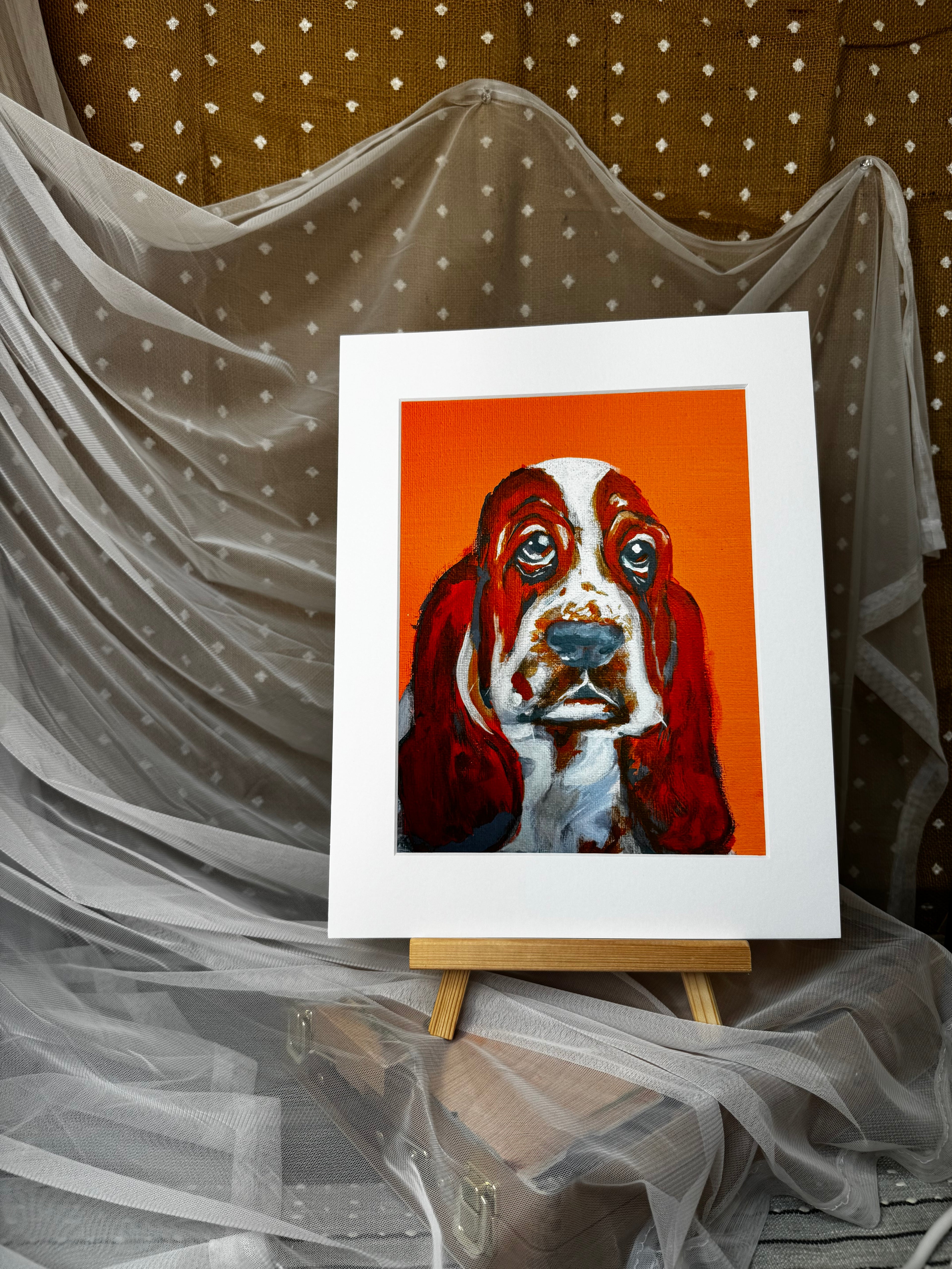 Color Pop Hound Dog Puppy Print Framed