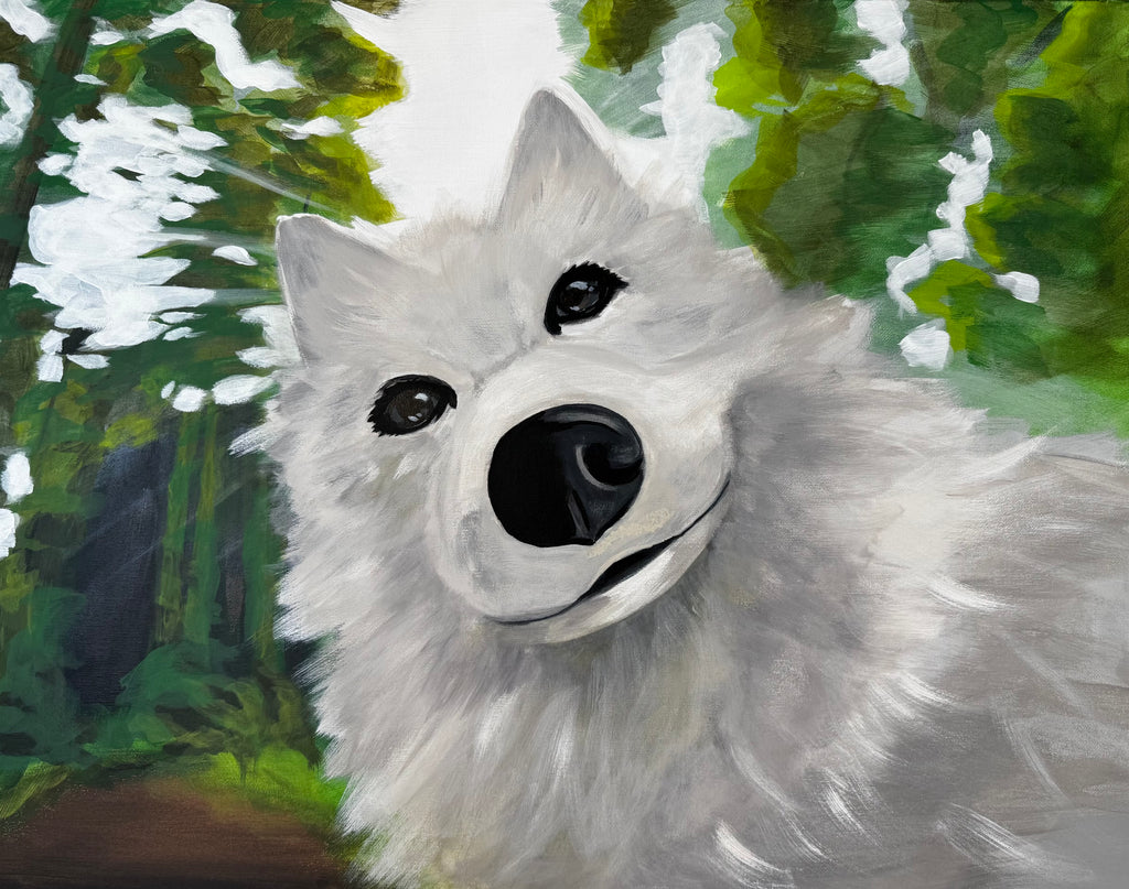 American Eskimo Forest Selfie Original Painting
