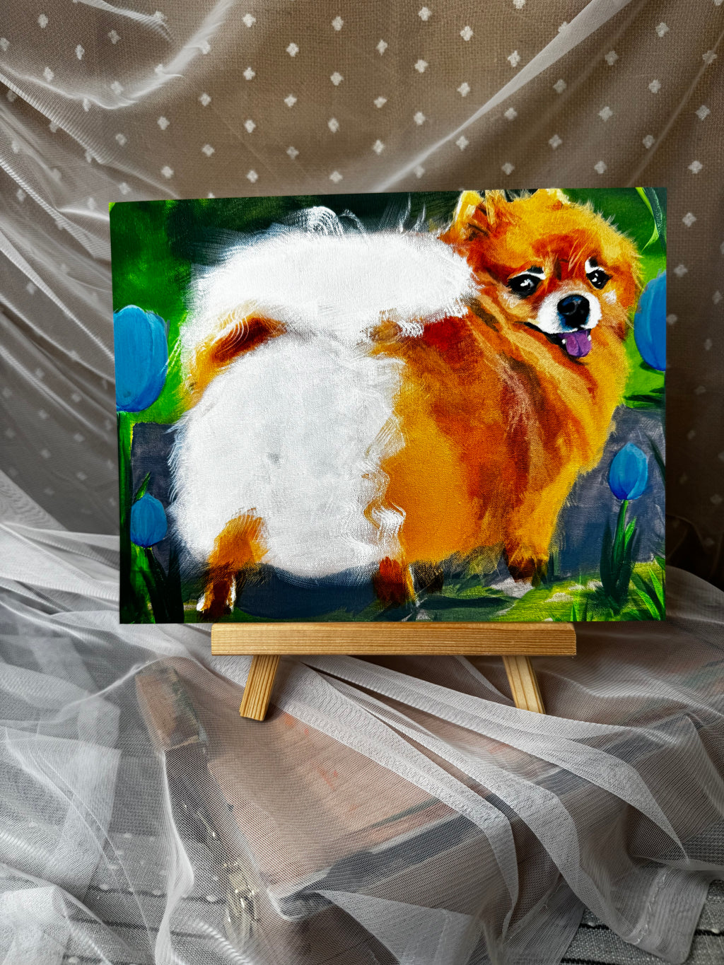 Pomeranian with Tulips Print