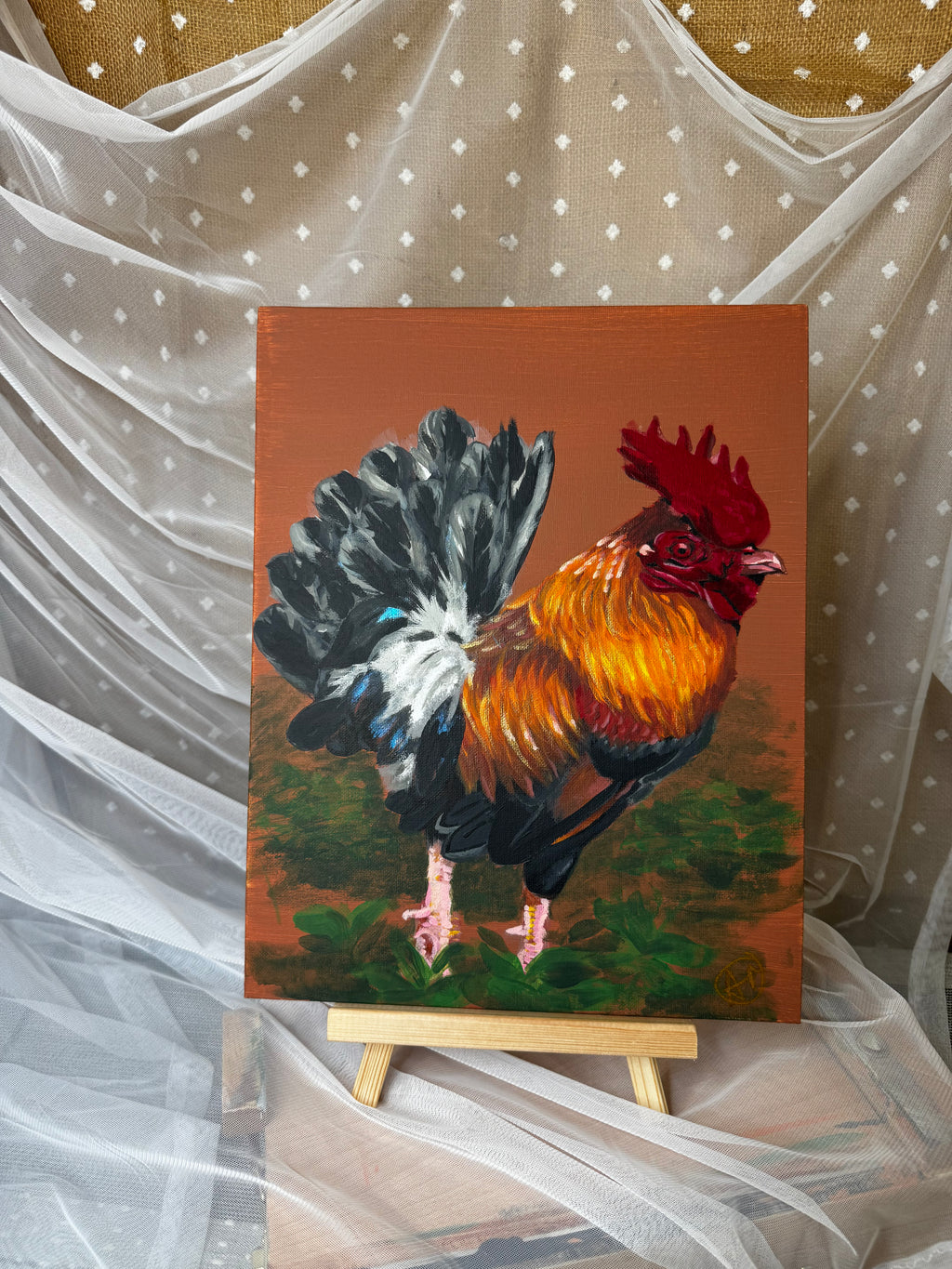 Vibrant Rooster Original Painting