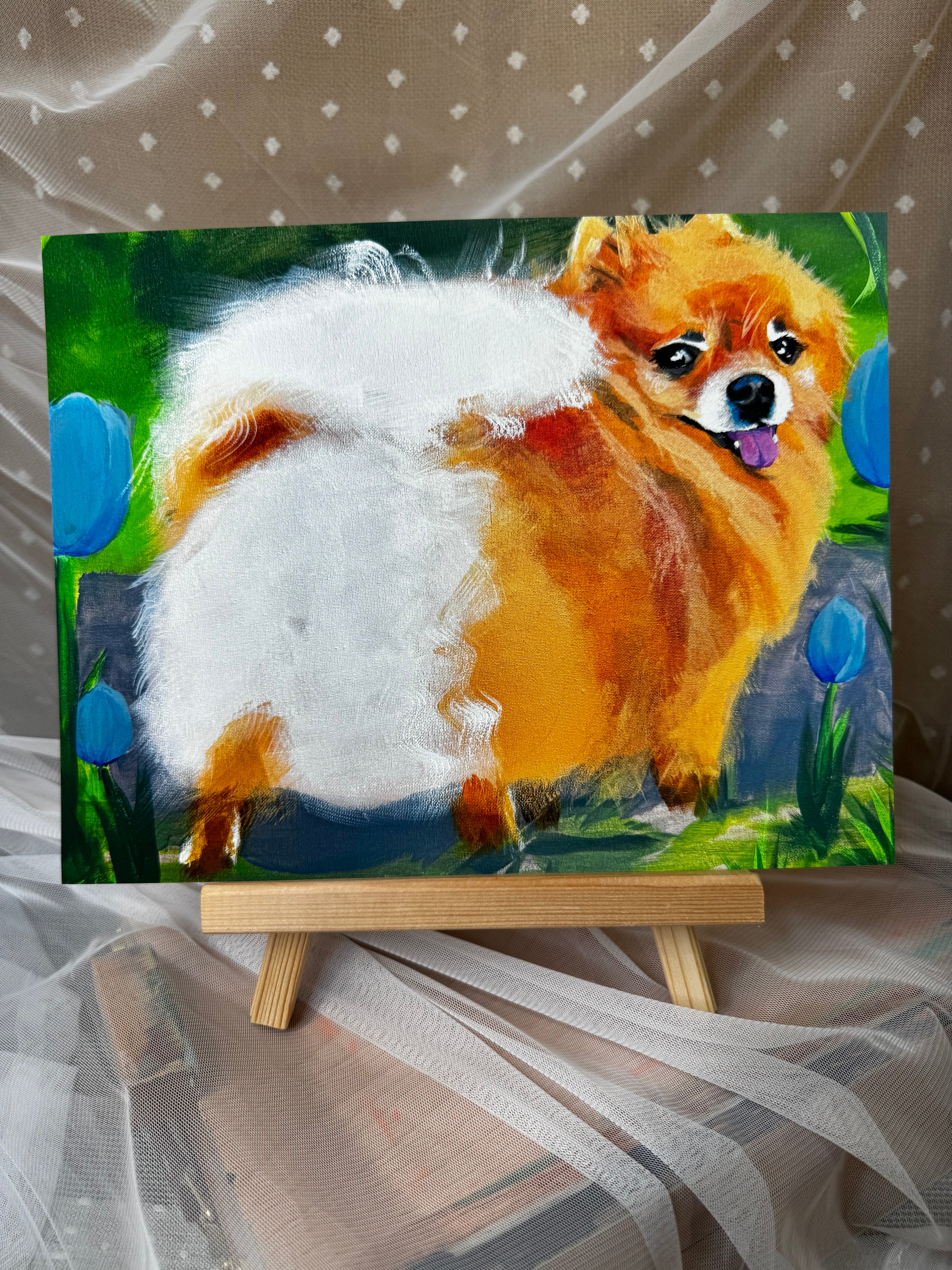 Pomeranian with Tulips Print