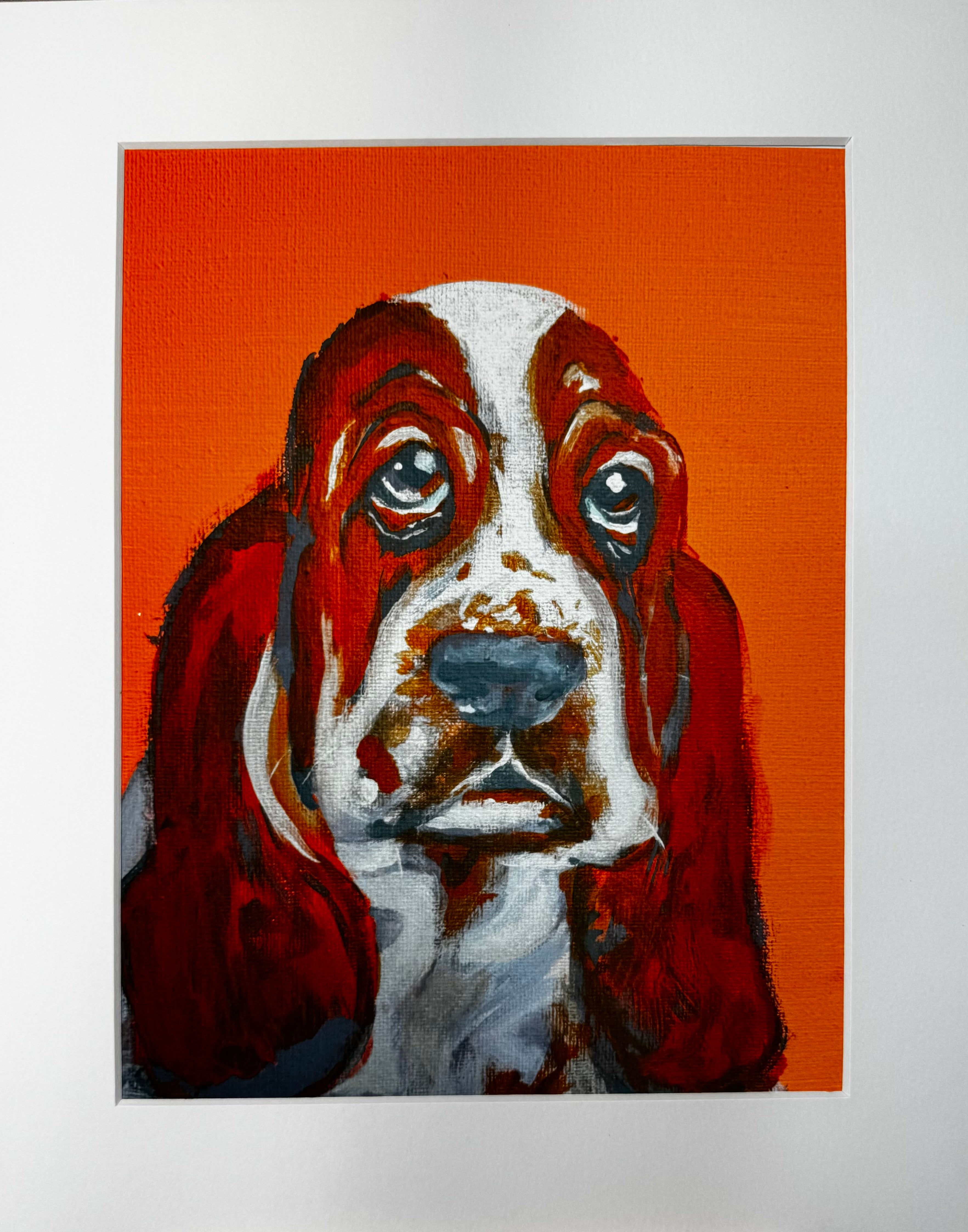 Color Pop Hound Dog Puppy Print Framed