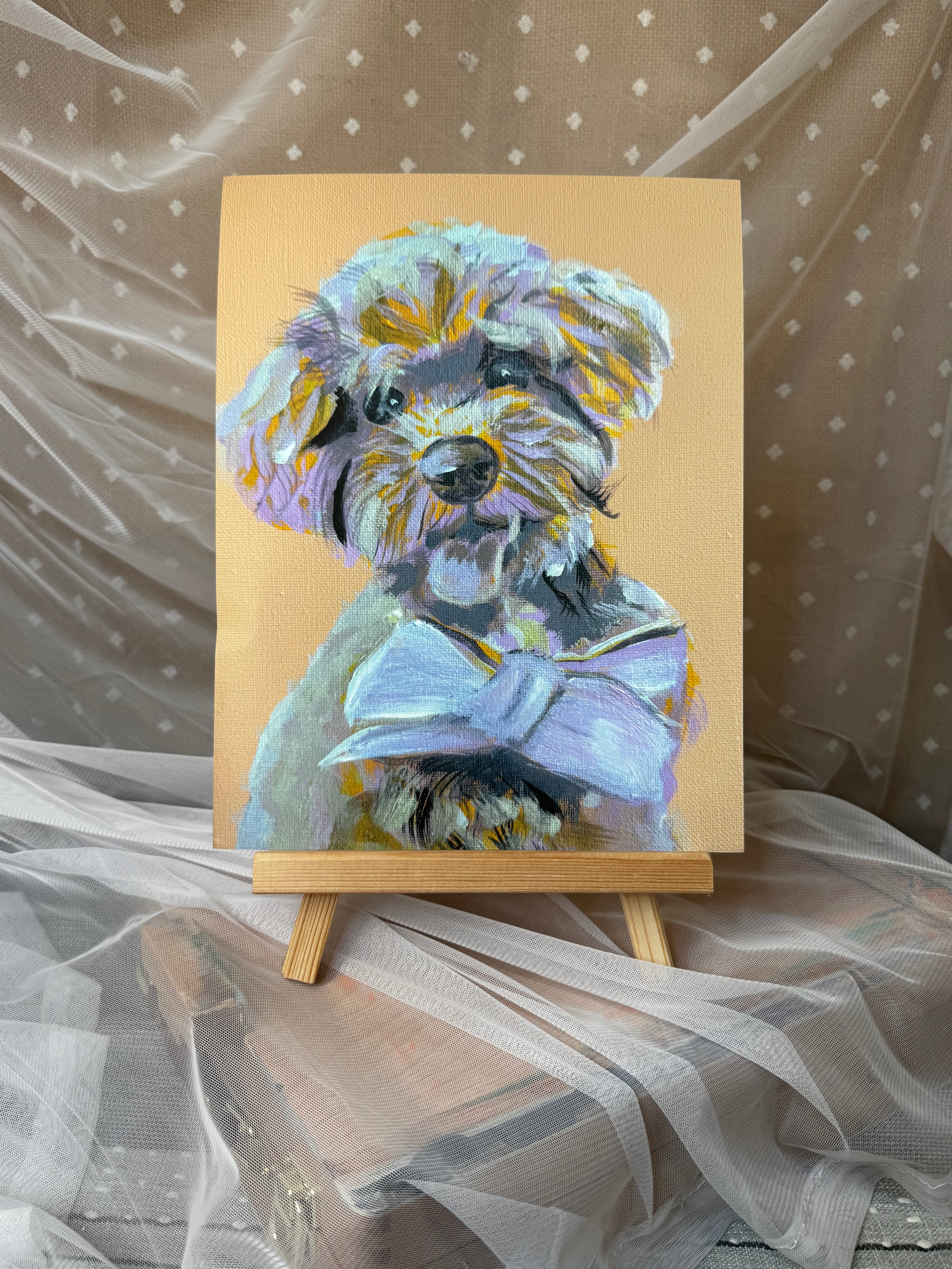 Yorkie Doodle With Bow Print