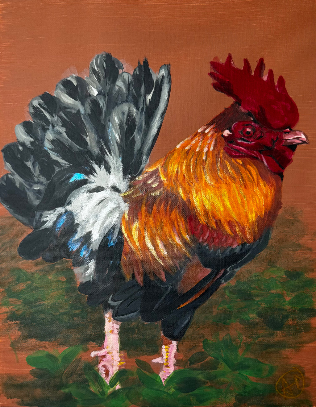 Vibrant Rooster Original Painting