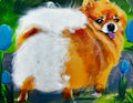 Pomeranian with Tulips Print