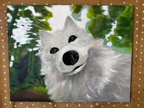 American Eskimo Forest Selfie Original Painting